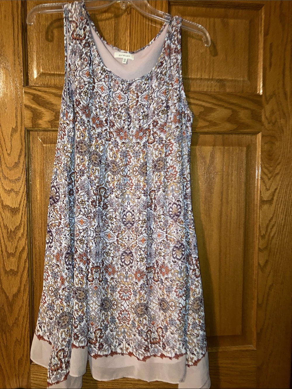 Max Studio Wmens BrownsMulti Printed Sleeveless Swing Dress